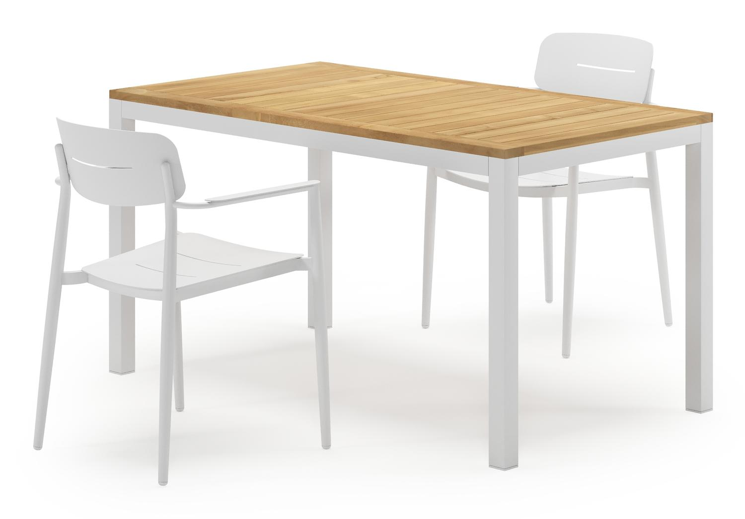 Feltro tuinset in wit aluminium en teak Natural Finish met 2 Cosa tuinstoelen