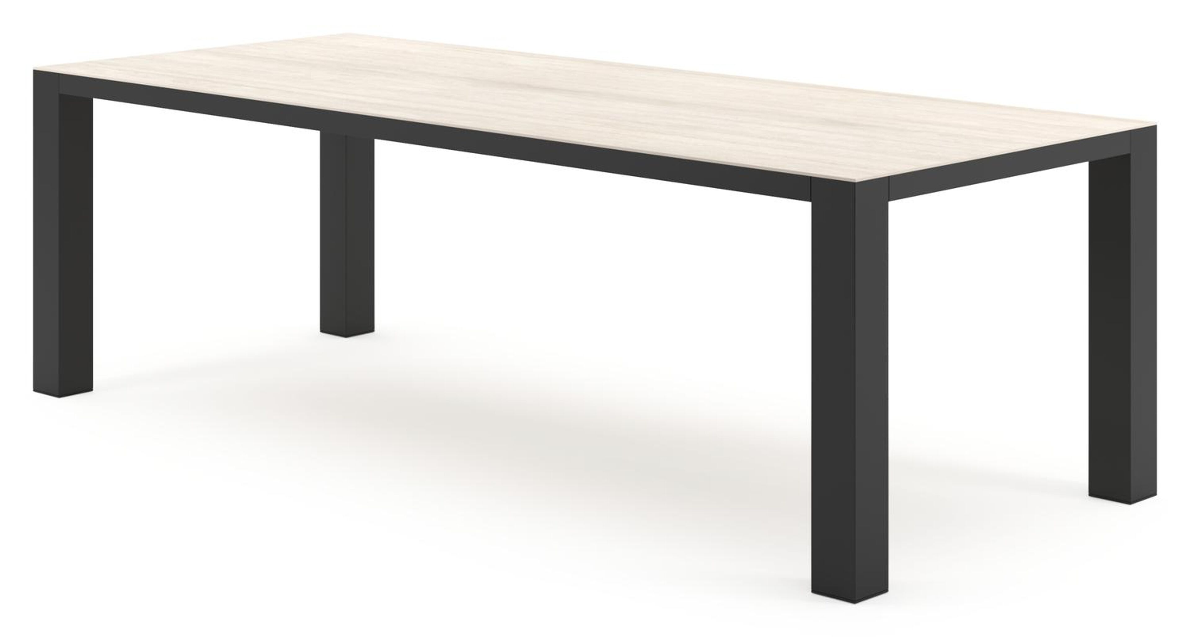 Nano tuintafel rechthoekig in zwart aluminium en volkeramiek Travertino Bianco - L 240 x B 100 x H 75 cm