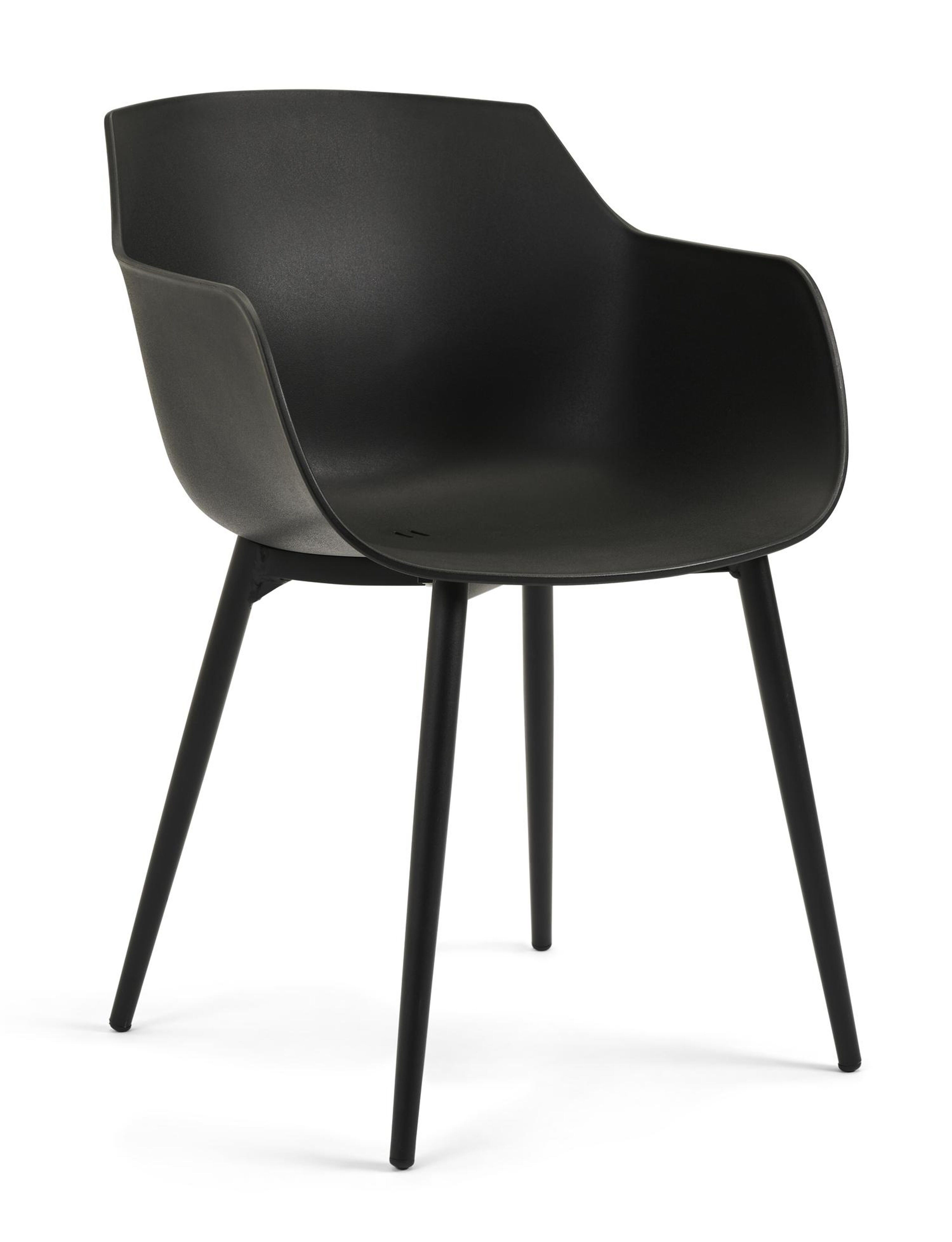 Tora tuinset in zwart aluminium en naturel polywood tafelblad met 4 Paco tuinstoelen