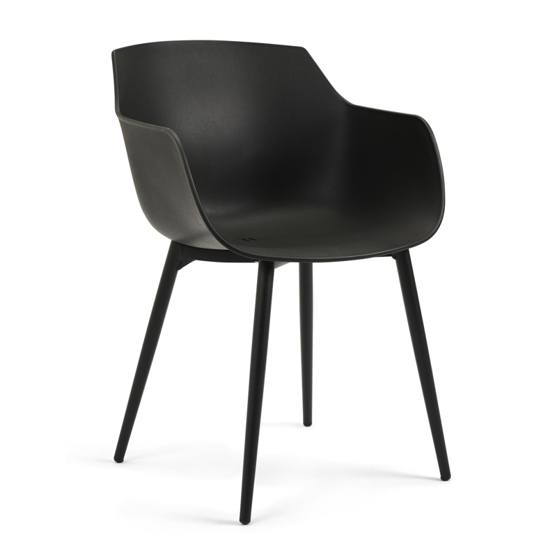 Bahia tuinset rechthoekig in zwart aluminium en sintered stone zwart met 6 Paco tuinstoelen