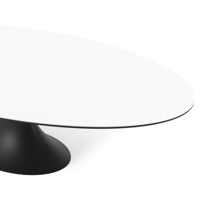 Fano tuintafel ovaal in zwart aluminium en volkeramiek Arctic White - L 290 x B 148 x H 75 cm