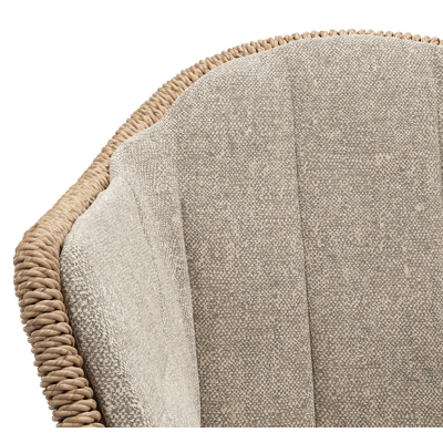 Pagino tuinstoel in teak en naturel ronde wicker met kussen in chartres pewter all weather sunbrella® luxe