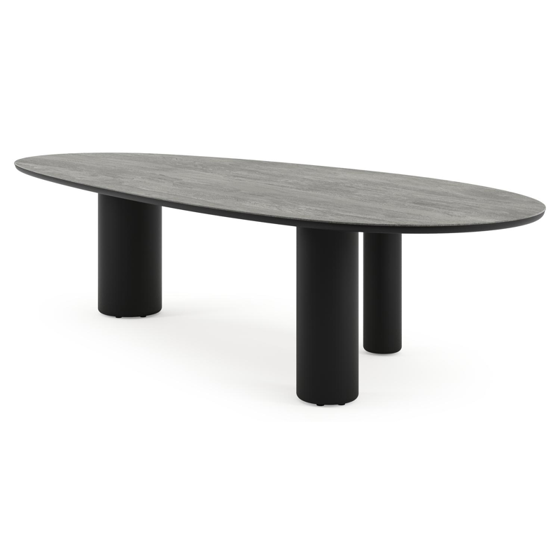Amico tuintafel mango in zwart aluminium en volkeramiek Aspen Grey - L 320 x B 140 x H 73.5 cm