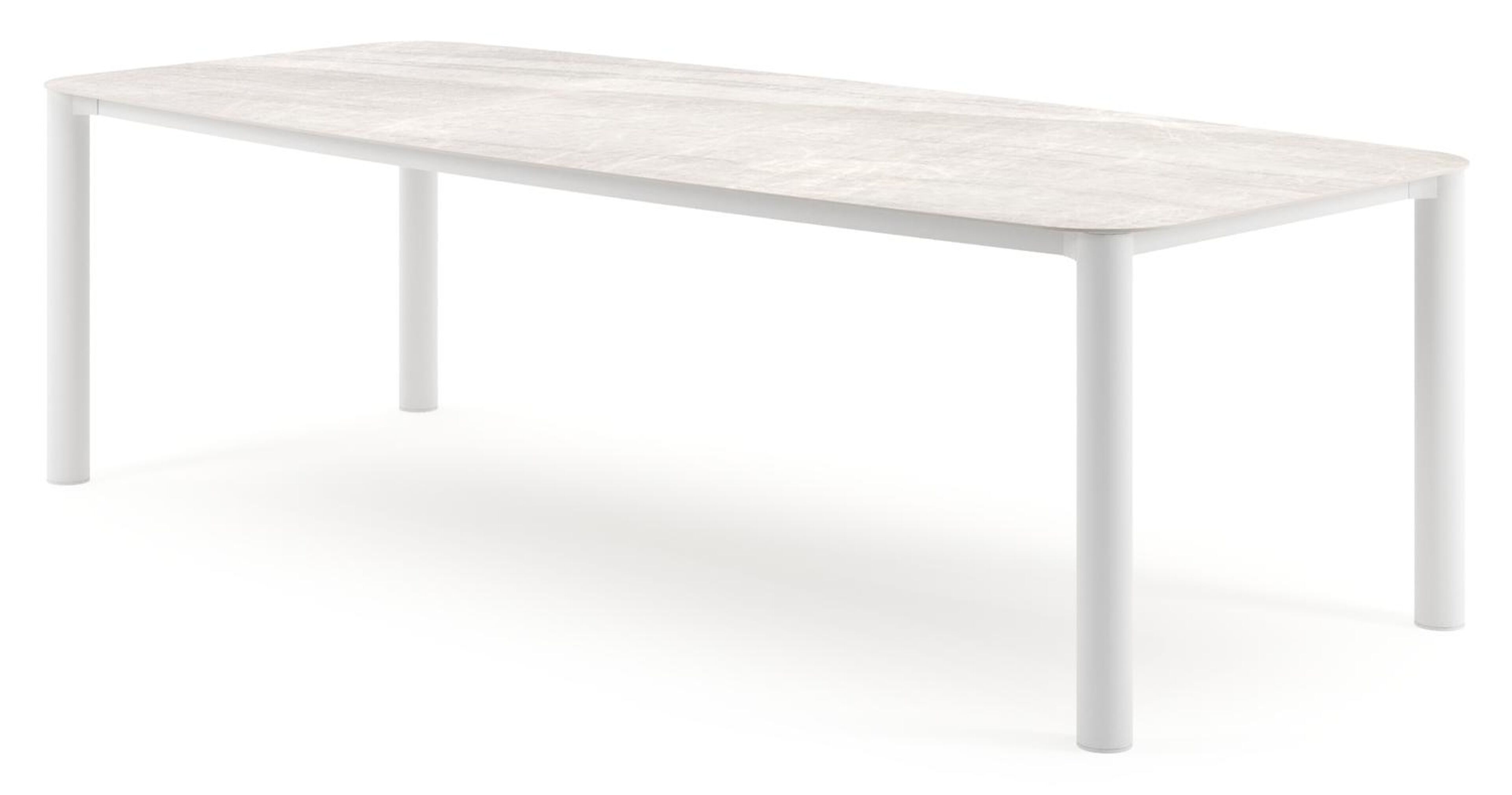 Orso tuintafel bootvorm in wit aluminium en volkeramiek Taj Mahal - L 255 x B 115 x H 74.5 cm