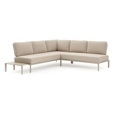 Tolosa loungehoek in beige aluminium met rustic weather+ softtouch kussen