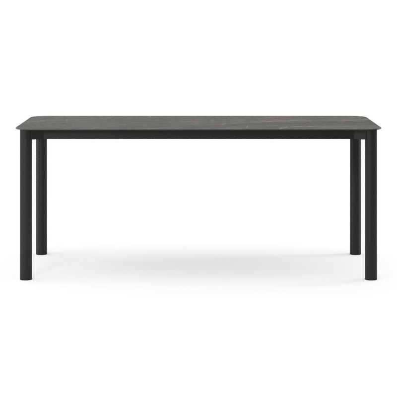 Orso tuintafel rechthoekig afgerond in zwart aluminium en volkeramiek Black Obsession - L 200 x B 80 x H 74.5 cm