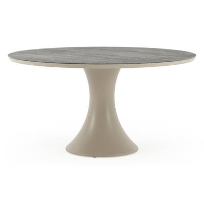 Fano tuintafel rond in beige aluminium en volkeramiek Aspen Grey - Dia. 148 x H 75 cm