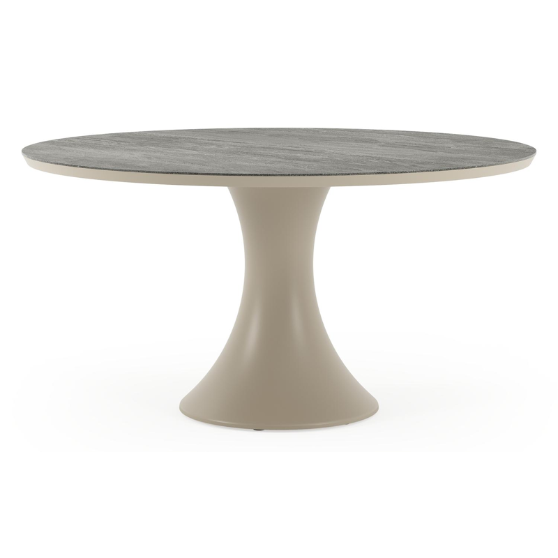 Fano tuintafel rond in beige aluminium en volkeramiek Aspen Grey - Dia. 148 x H 75 cm