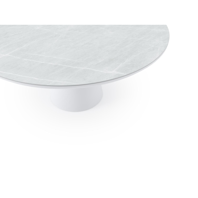 Donato tuintafel in wit aluminium en volkeramiek zaha stone - Dia. 148 x H 76 cm