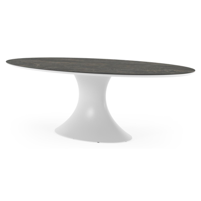 Fano tuintafel ovaal in wit aluminium en volkeramiek Black Obsession - L 240 x B 135 x H 75 cm
