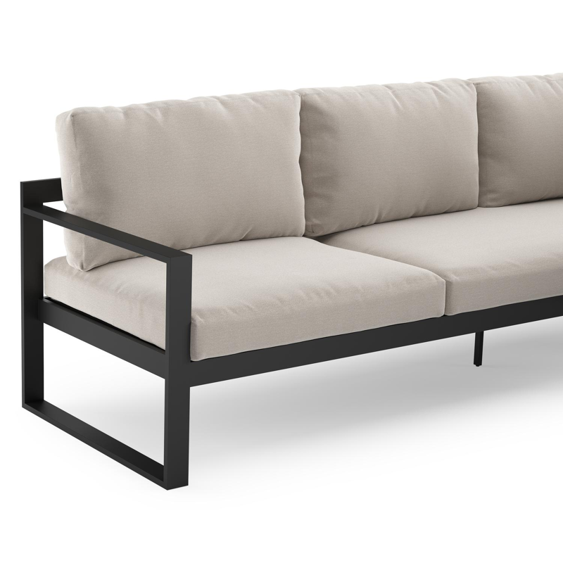 Caldela loungehoek in zwart aluminium met beige kussen