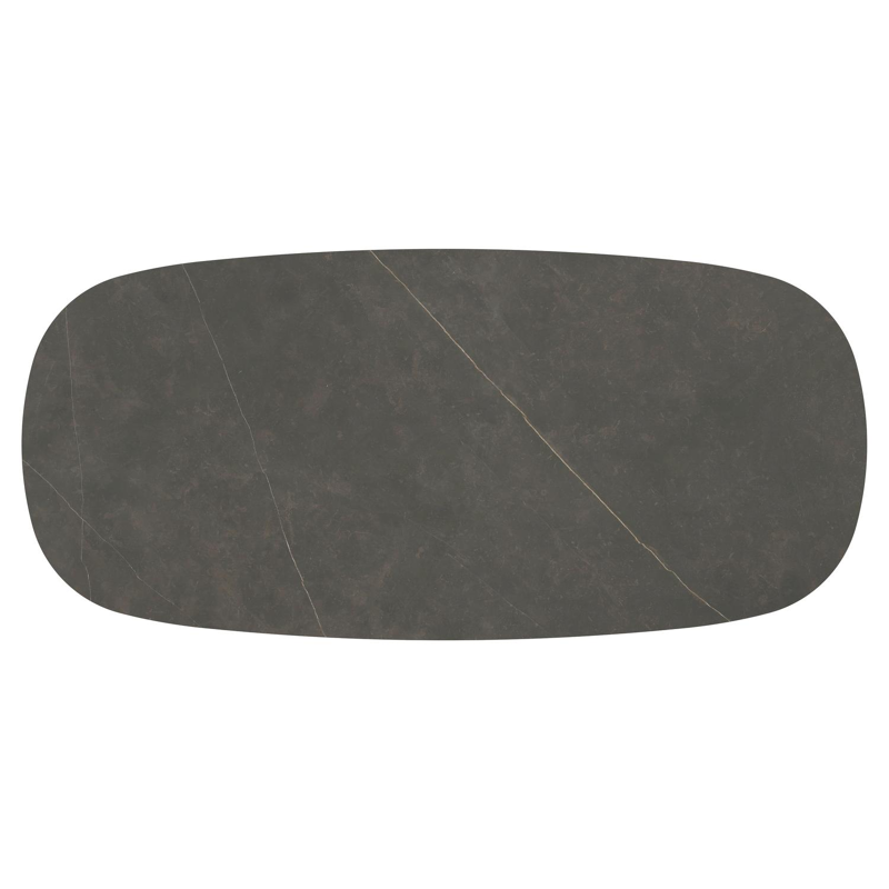 Table de jardin Amico bombo en aluminium blanc et céramique pleine Calatorao - Lg. 270 x Lrg. 125 x Haut. 73.5 cm