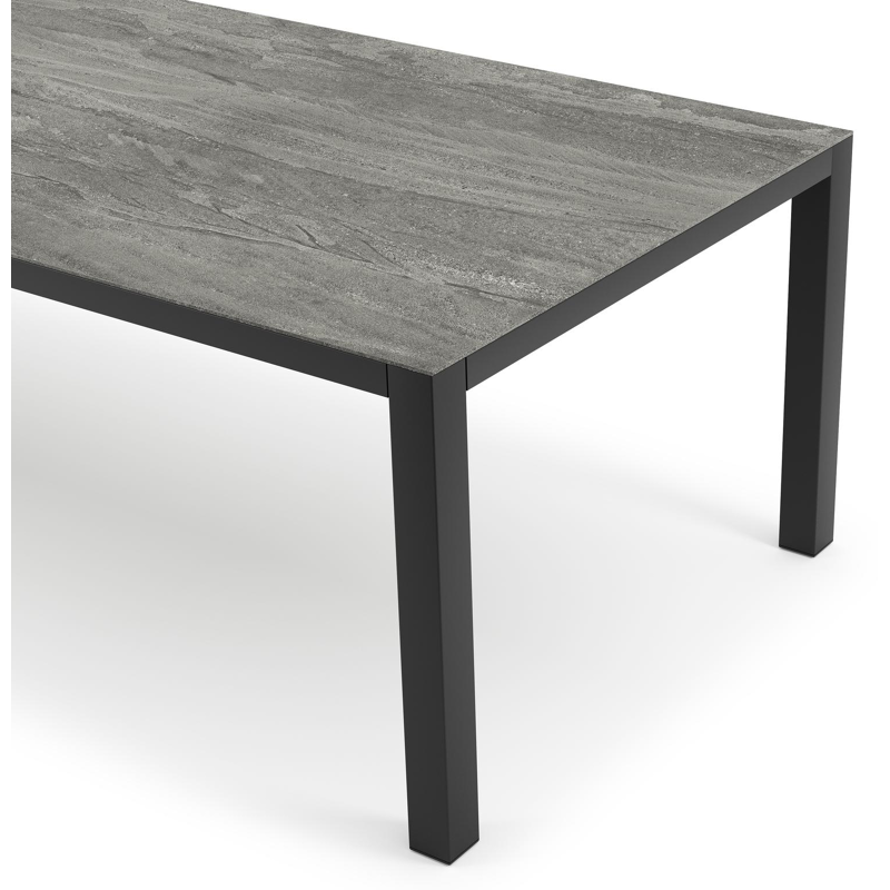 Como tuintafel in zwart aluminium en volkeramiek aspen grey - L 280 x B 110 x H 75 cm