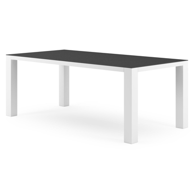 Nano tuintafel rechthoekig in wit aluminium en volkeramiek Nero Black - L 200 x B 100 x H 75 cm
