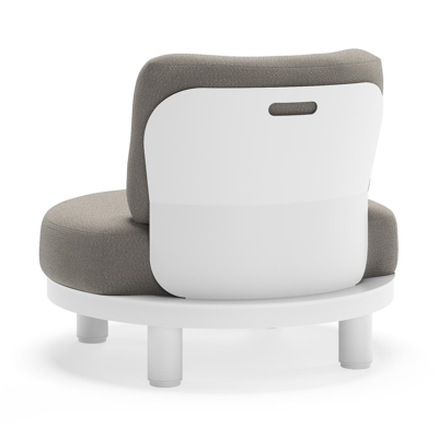 Fauteuil de jardin Donato en aluminium blanc et coussins en all weather sunbrella® luxe Lopi Silver