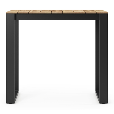 Table de bar Verato en aluminium noir et teck - Lg 120 x Larg. 70 x H 106 cm
