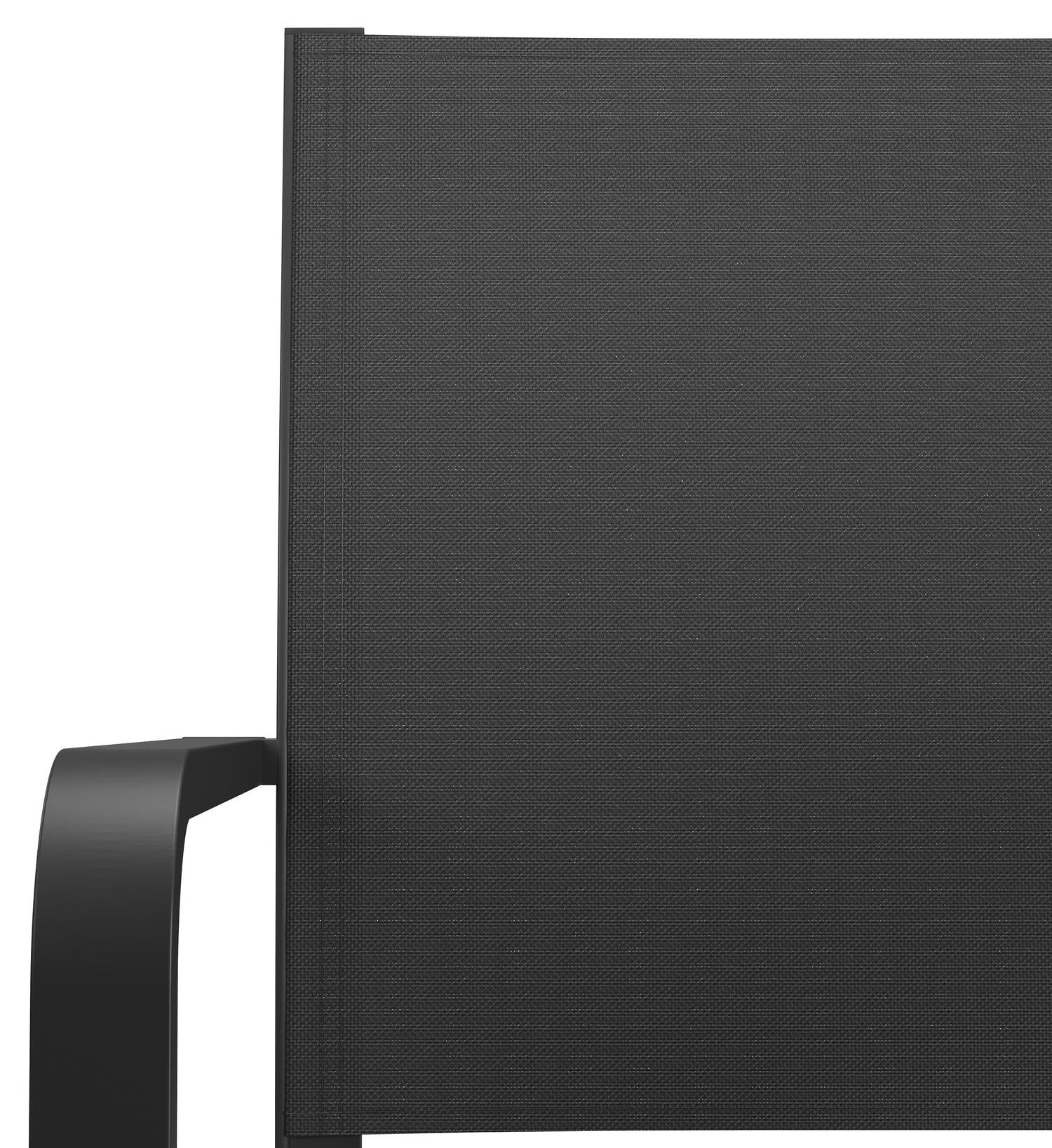 Mosa bootvormige tuinset in zwart aluminium en teak natural finish met 6 Calobra tuinstoelen