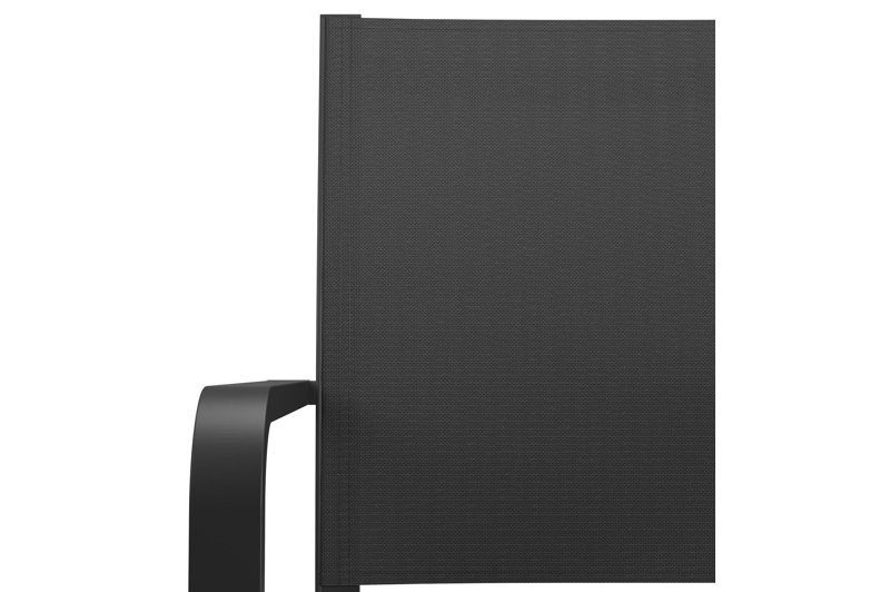 Feltro tuinset in zwart aluminium en sintered stone Crema minerale met 2 Calobra tuinstoelen