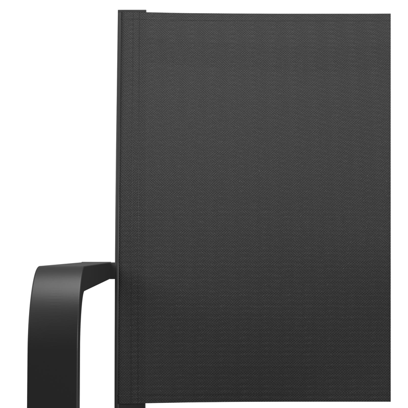 Calobra stapelbare tuinstoel in zwart aluminium en zwart textilene