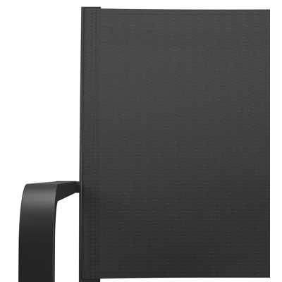 Calobra stapelbare tuinstoel in zwart aluminium en zwart textilene