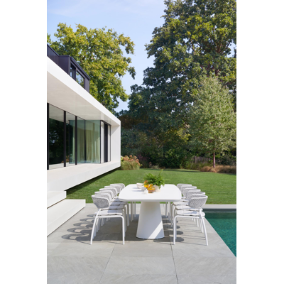 Donato XL stapelbare tuinstoel in wit aluminium en grijs wicker