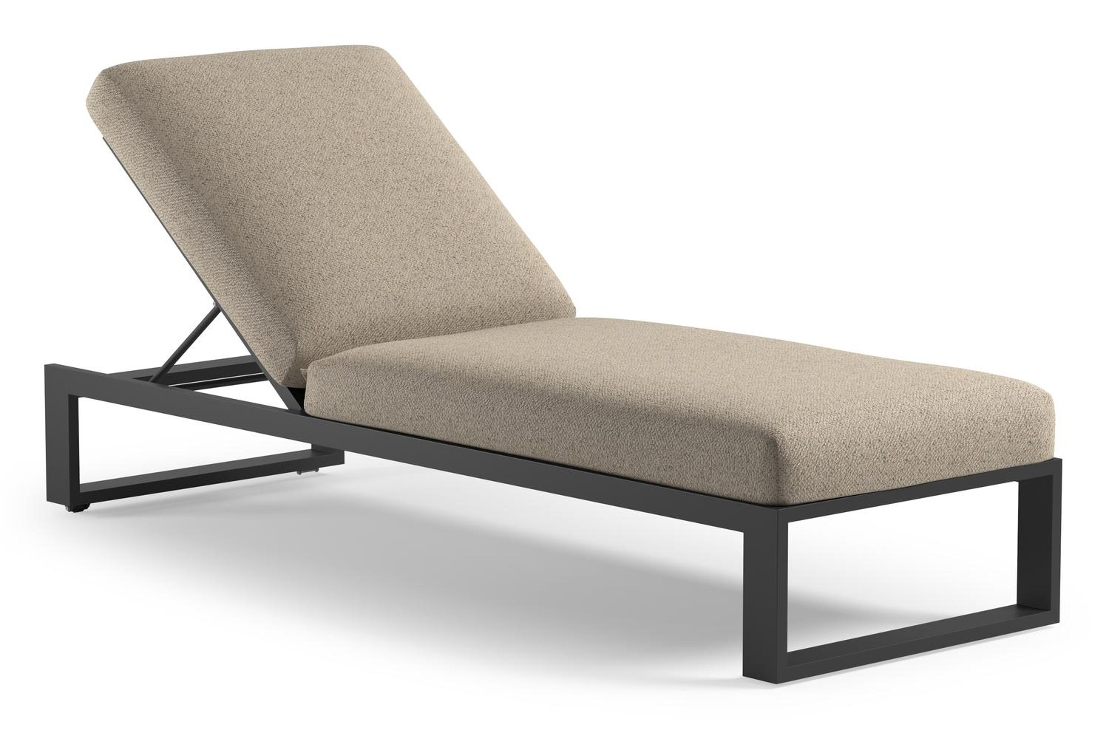 Chaise longue réglable Verato en aluminium noir et coussin en all weather Cosytica bora desert