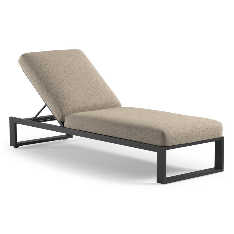 Chaise longue réglable Verato en aluminium noir et coussin en all weather Cosytica bora desert