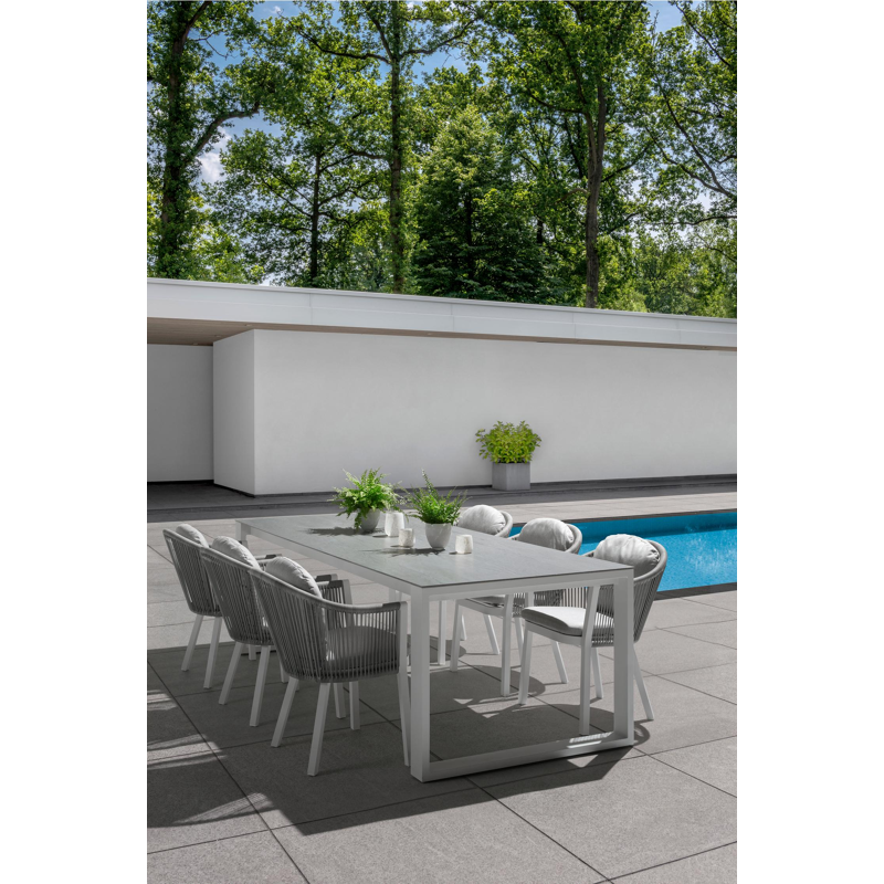 Coussin de chaise (siège et dos) Nano en corde en all weather sunbrella® luxe natte grey chine