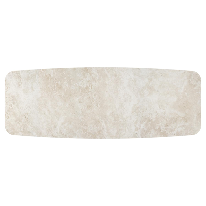 Table de jardin Pagino forme de bateau en aluminium blanc et céramique pleine Rapolano Lg. 315 x Lrg. 115 cm