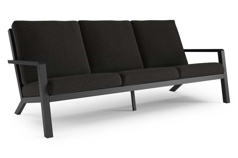 Nelas loungebank in zwart aluminium met zwart kussen