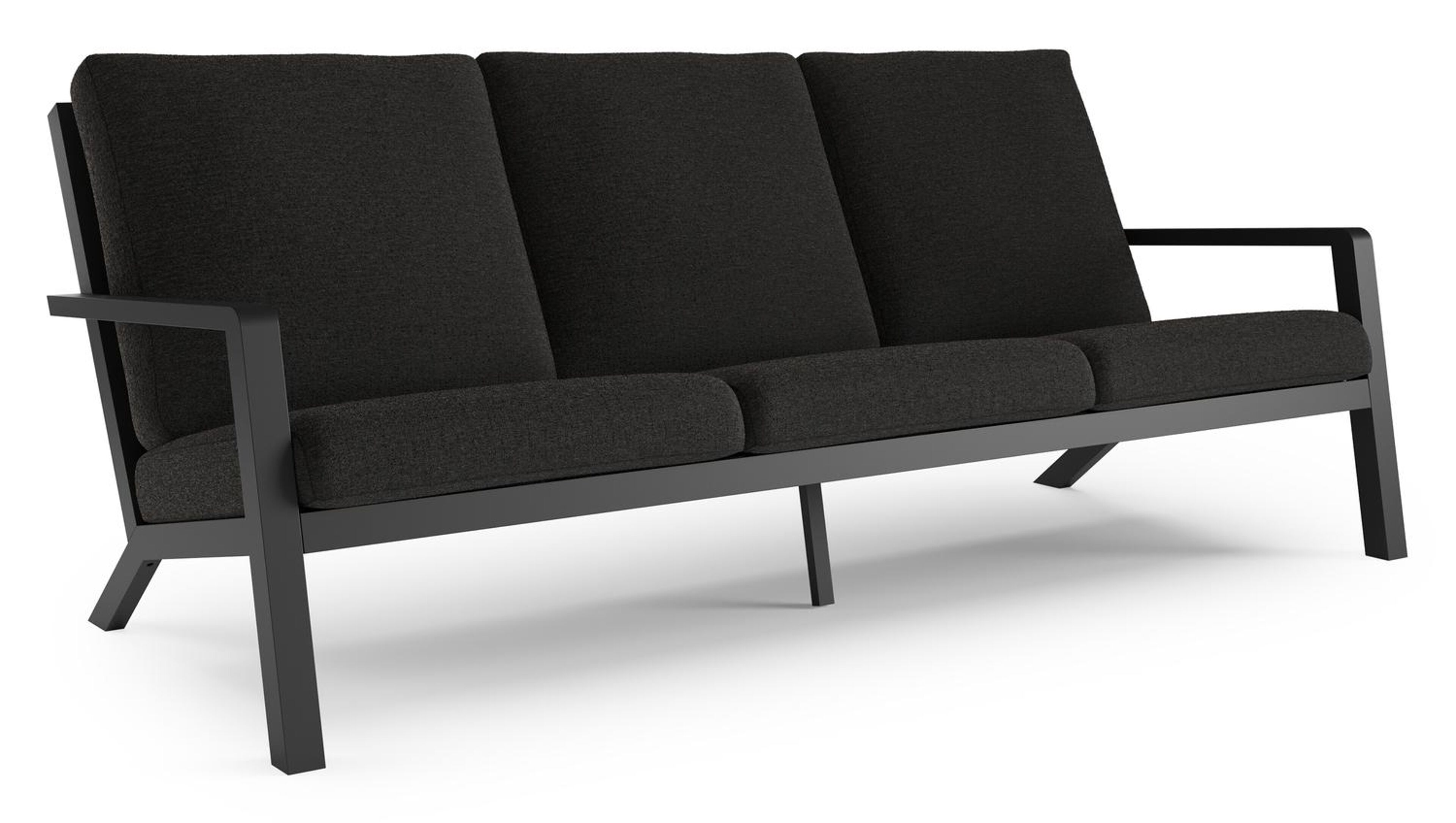 Nelas loungebank in zwart aluminium met zwart kussen