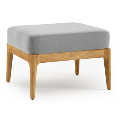 Pouf Orso en teck et coussins en all weather sunbrella® luxe Savane Grey