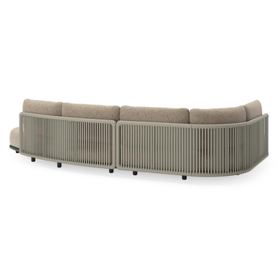 Lomano loungehoek in zwart aluminium en beige verticaal geweven luxe vlakke rope met Bora Jungle all weather cosytica