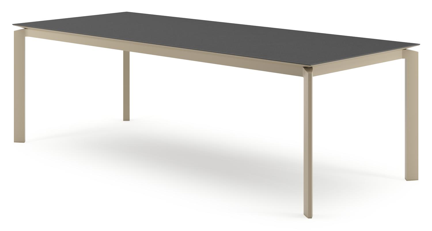 Cirello tuintafel rechthoekig in beige aluminium en volkeramiek Nero Black - L 240 x B 100 x H 74.5 cm