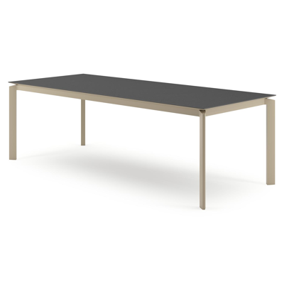Cirello tuintafel rechthoekig in beige aluminium en volkeramiek Nero Black - L 240 x B 100 x H 74.5 cm