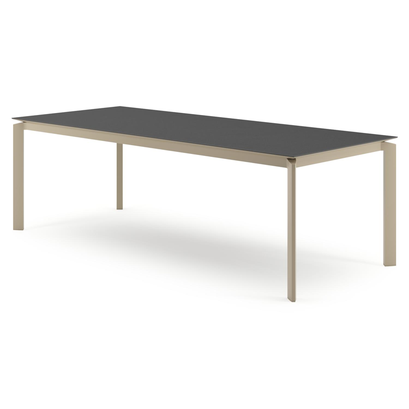 Cirello tuintafel rechthoekig in beige aluminium en volkeramiek Nero Black - L 240 x B 100 x H 74.5 cm