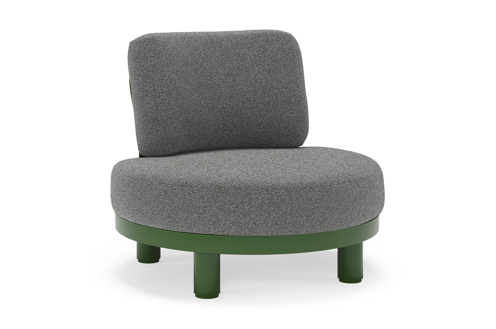 Donato loungestoel in groen aluminium met all weather cosytica Catania Black kussen