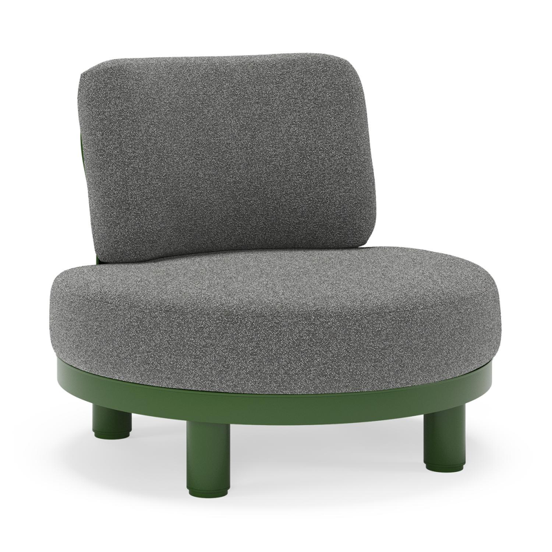 Donato loungestoel in groen aluminium met all weather cosytica Catania Black kussen