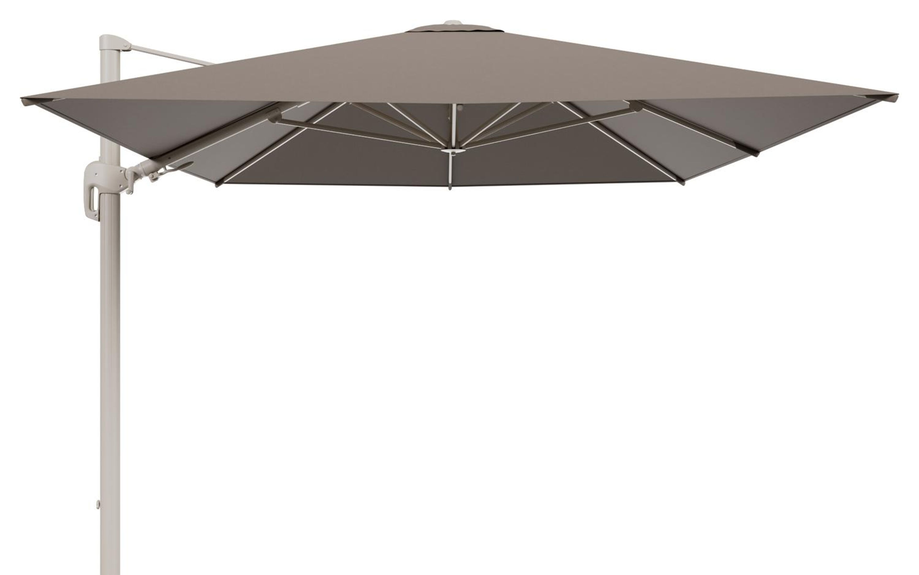Rufina zweefparasol tiltfunctie in beige aluminium en parasoldoek in All Weather Sunbrella® Luxe Natte Heather Grey  - L1 400 x L2 300 cm (zonder voet) (zonder voet)