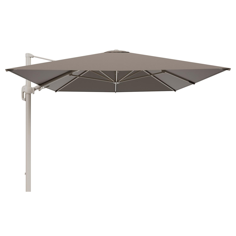 Rufina zweefparasol tiltfunctie in beige aluminium en parasoldoek in All Weather Sunbrella® Luxe Natte Heather Grey - L1 400 x L2 300 cm (zonder voet) (zonder voet)