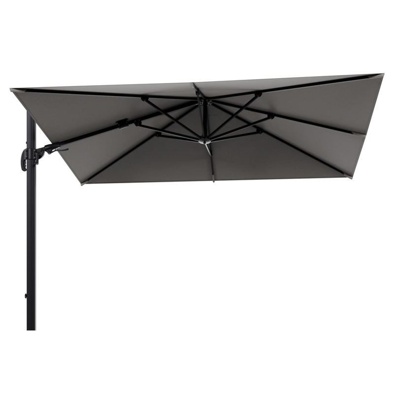 Parasol pendant Avola avec fonction tilt en aluminium noir avec toile de parasol en weather+ softtouch gris - Larg1 200 x Larg2 300 cm (sans pied de parasol)