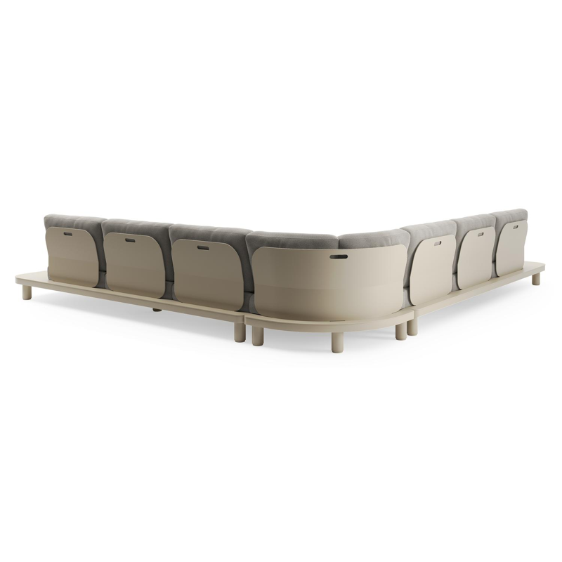 Donato loungehoek in beige aluminium met lopi silver all weather sunbrella® luxe kussen