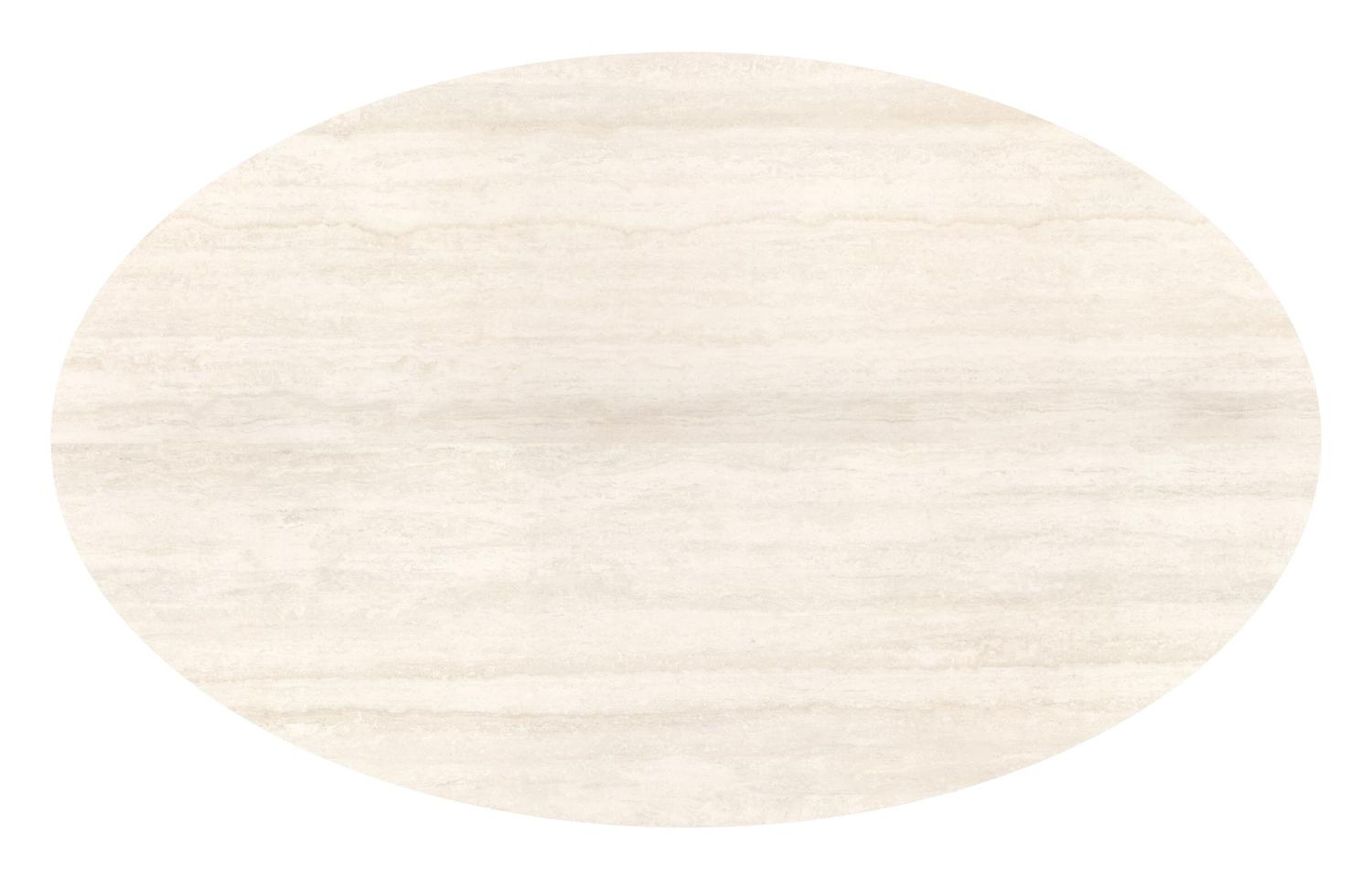 Table de jardin Fano ovale en aluminium beige et céramique pleine Travertino Bianco - Lg. 180 x Lrg. 110 x Haut. 75 cm