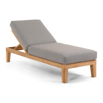 Chaise longue réglable Cosito en naturel teck et noir résine tressée met archi lead all weather sunbrella® luxe coussin