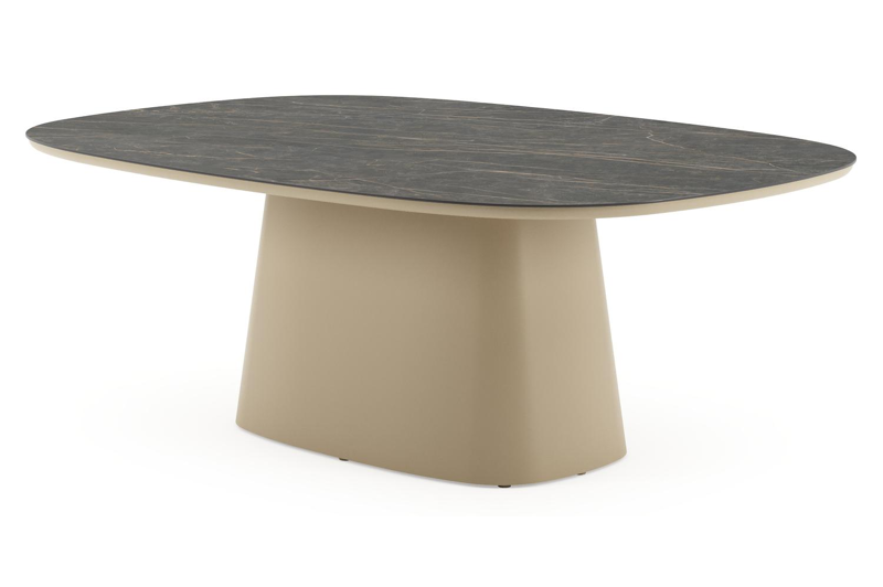 Amico tuintafel bombo xl in beige aluminium en volkeramiek Black Obsession - L 210 x B 148 x H 73.5 cm