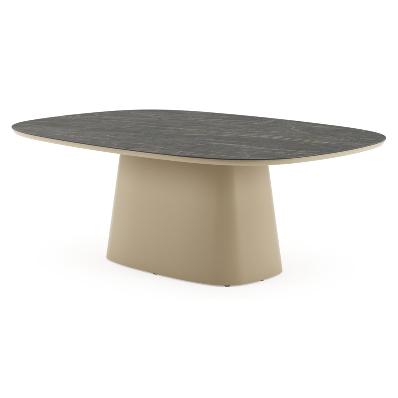 Amico tuintafel bombo xl in beige aluminium en volkeramiek Black Obsession - L 210 x B 148 x H 73.5 cm