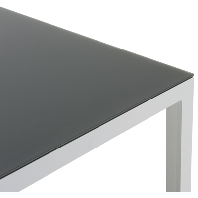 Table de jardin Caldela en aluminium blanc et verre gris - Lg 200 x Larg. 90 x H 75 cm