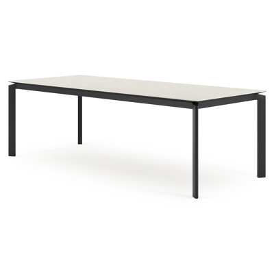 Cirello tuintafel in zwart aluminium en volkeramiek shilin - L 240 x B 100 x H 75 cm