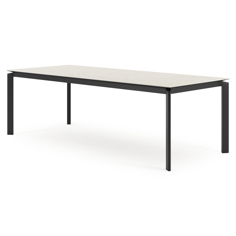Cirello tuintafel in zwart aluminium en volkeramiek shilin - L 240 x B 100 x H 75 cm