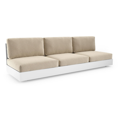 Canapé de jardin Como en aluminium blanc et coussins en all weather cosytica althea chalk